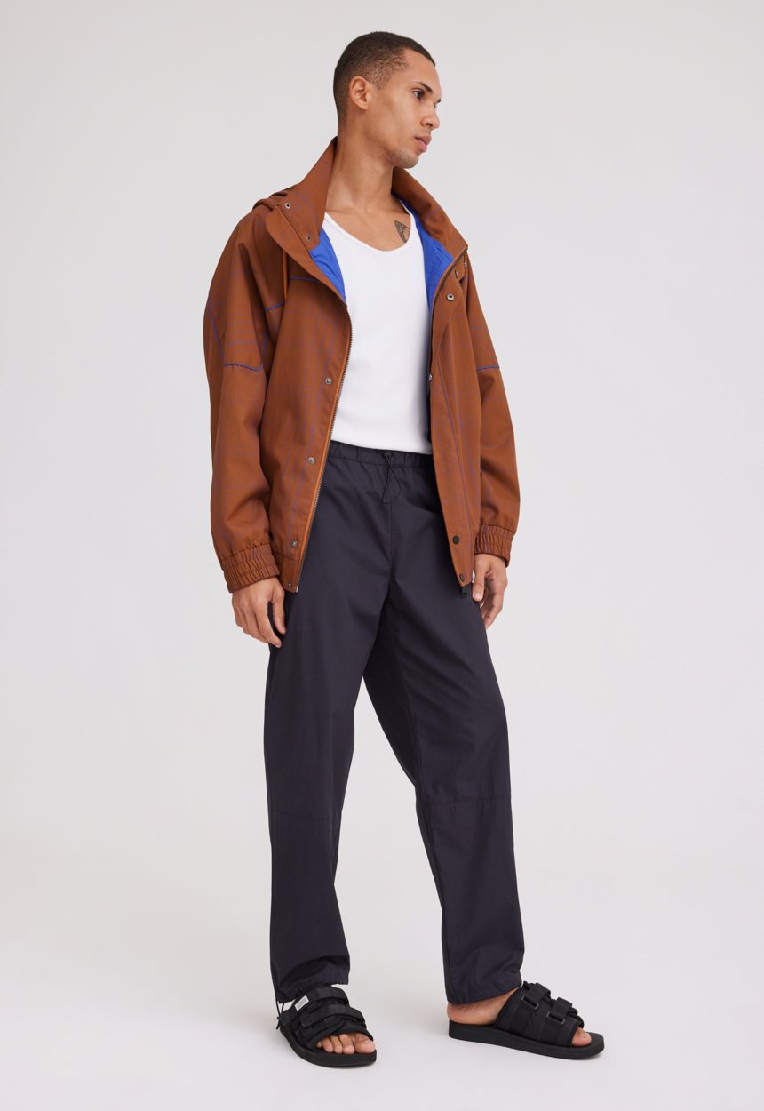 Jac + Jack NAGNATA Wool Check Windbreaker - Bronze/Lapis